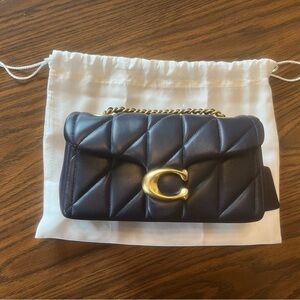 NWT Coach Quilted Tabby 20 in Dark Navy Blue with Brass Hardware